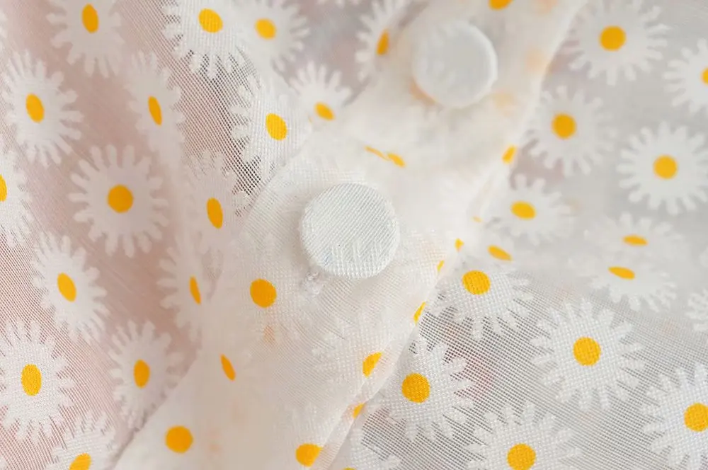 Винтажная рубашка с отворотом и длинным рукавом прозрачная принтом блузка топы