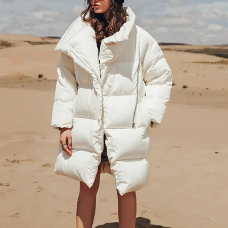 Европейская новинка Длинное свободное толстое теплое Женское пальто зимнее