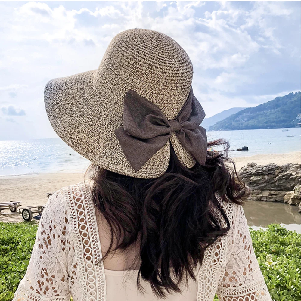 

шапка Wide-brimmed Hat Large Beach Hat Panama Women's Straw Hat UV Protection Foldable Sun Protection Hat Holiday Outdoor Sport
