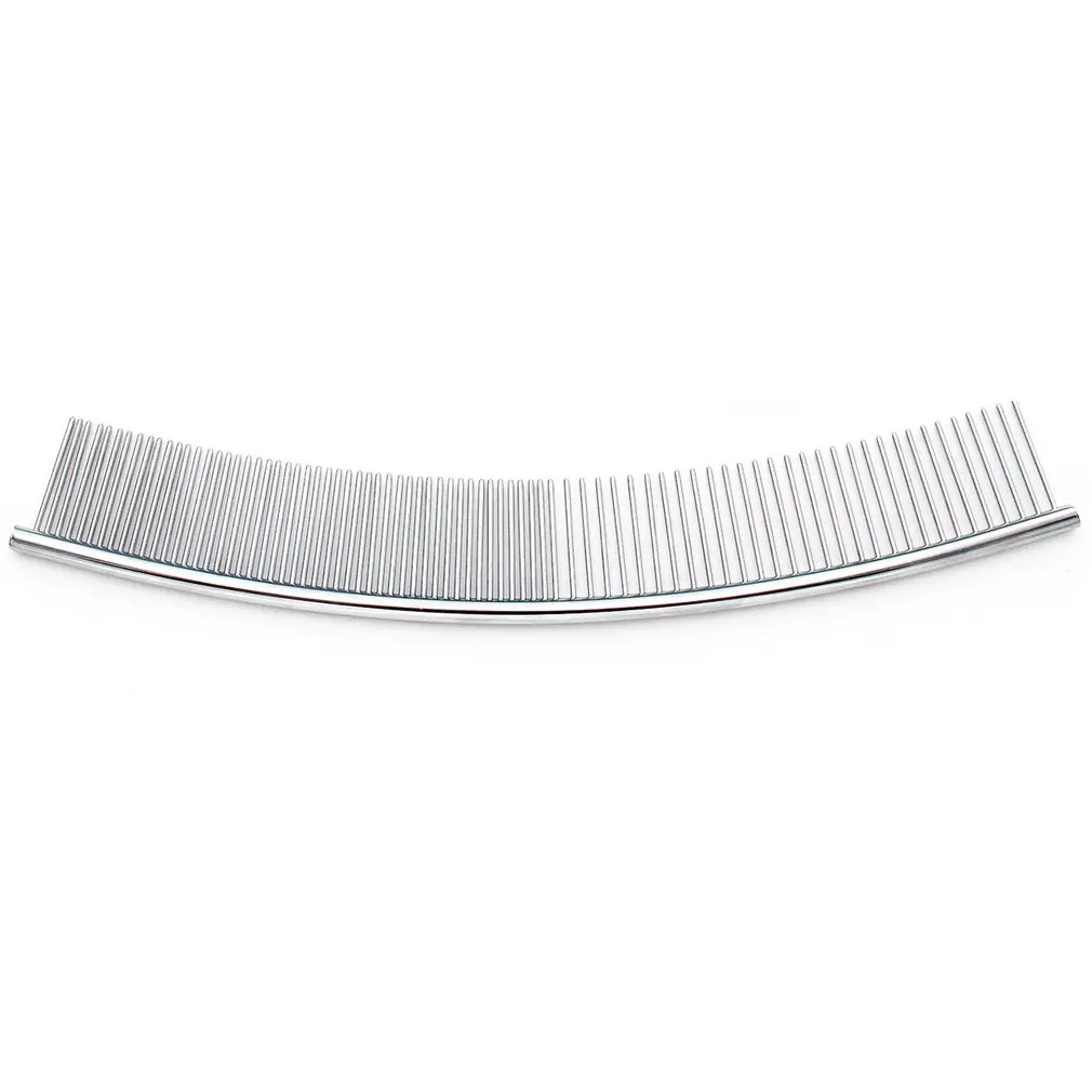 

Moon Shaped Pet Grooming Comb Stainless Steel Beauty Removes Fleas Curved Row Comb Dog Opening Durable Comb