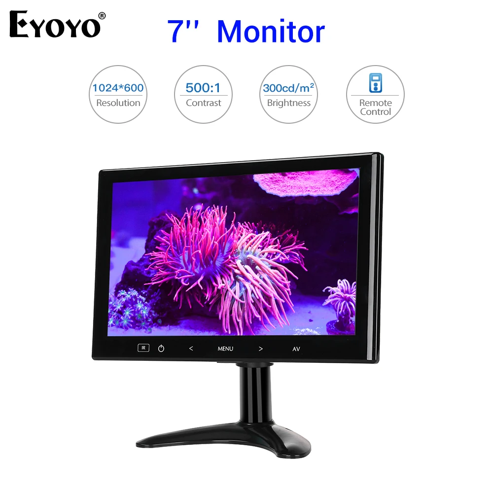 Eyoyo EM07L 7 дюймов ЖК-дисплей Экран компьютер ТВ монитор 1024X600 HDMI VGA AV Specker для