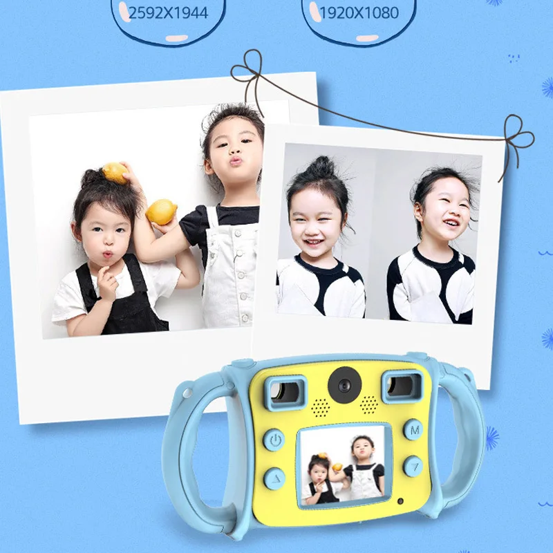 Детская HD мини цифровая камера с двумя объективами противоударные ручки подарок