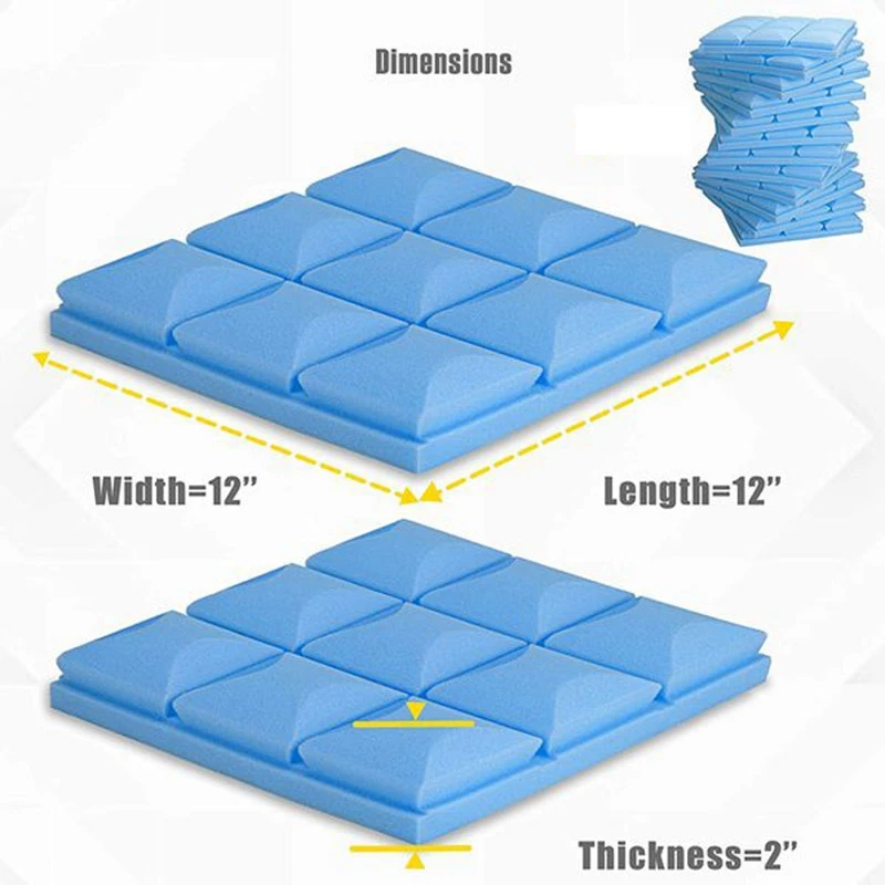 

6 Pack 30X30X5cm Acoustic Foam Panels, 9 Block Tiles, Sound Panels Wedges Soundproof Sound Insulation Absorbing