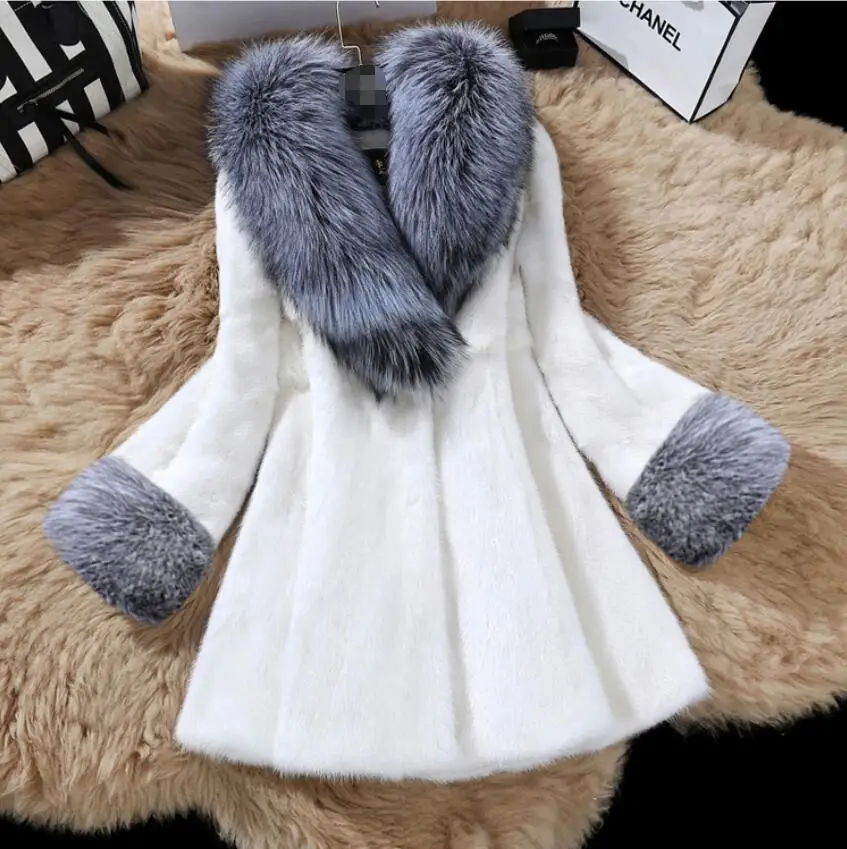 white 1 color Зимняя куртка для женщин, Большая Меховая парка с капюшоном, плотное хлопковое пальто, женская верхняя одежда, Jaqueta Feminina Inverno Chaqueta Mujer - Цвет: white 1 color