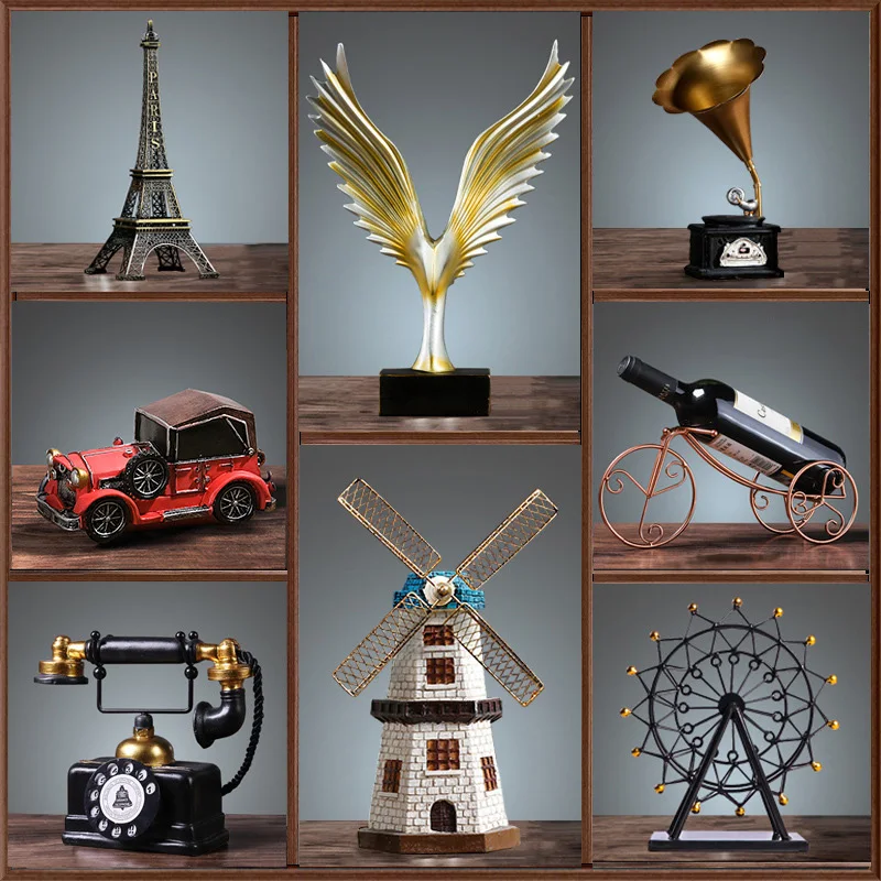 

Strongwell American Wine Rack Figurine Retro Statue Crafts Model Desktop Decoration Vintage Home Decor Artwork Home Decoration