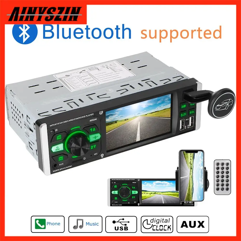 

Автомагнитола 1 Din с поддержкой Bluetooth 4,2, mp5-плеером, FM-радио, 4,1 дюйма, HD, голосовым помощником, поддержкой TF, USB, быстрой зарядки, разноцветным освещением