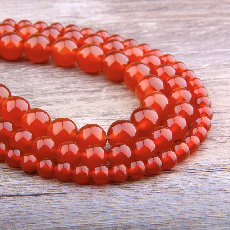 Круглые бусины красного агата россыпью из натурального камня 6 8 10 12 мм|Бусины| |