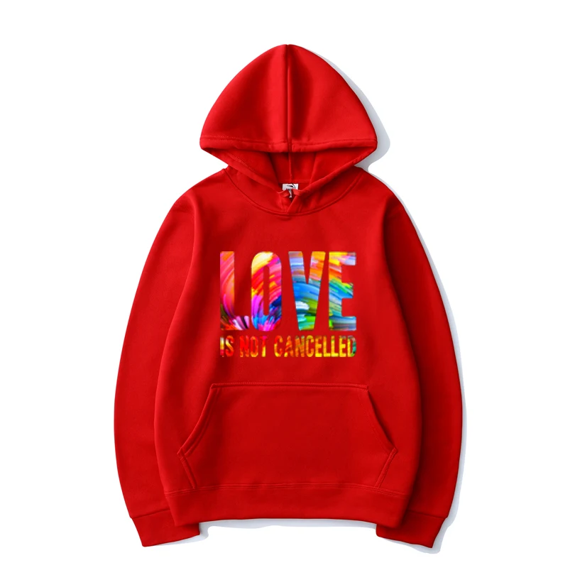 

Fall/Winter 2021 LOVE Colorful Print Hoodie Fashion Harajuku Streetwear Casual Top with Hooded Collar Oversized Unisex Tops