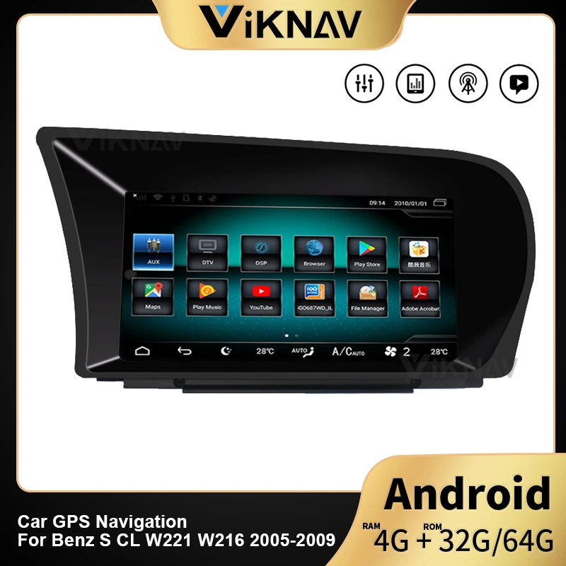 Автомобильный мультимедийный плеер GPS навигатор для Benz S CL W221 W216 2005 2009 Поддержка TV