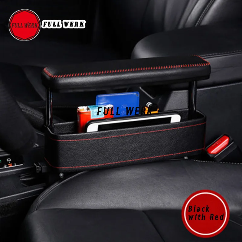 

1 pc Adjustment Leather ABS Car Crevice Gap Storage Box Organizer Console for Tesla Model S X 3 Elbow Holder Support Accessories