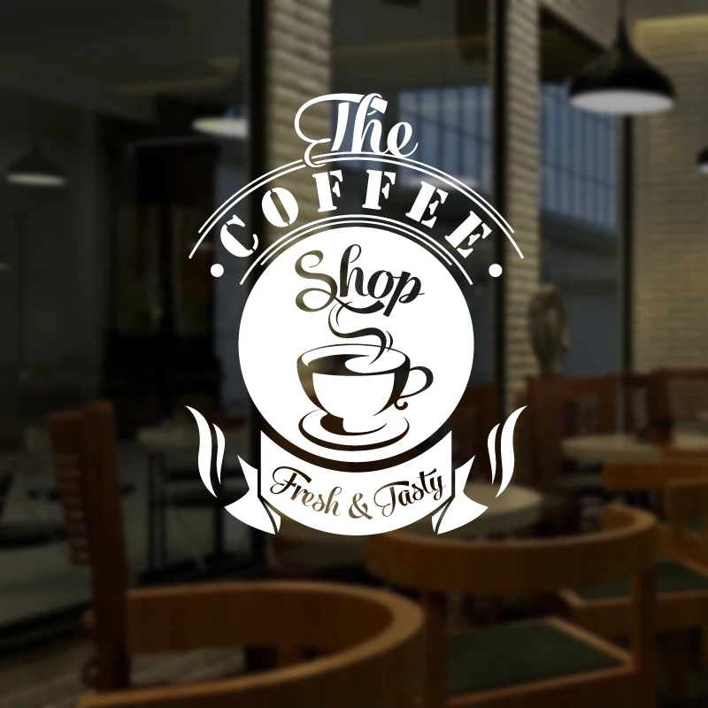 

Coffee Shop Sticker Milk tea Decal Cafe Cup Poster Vinyl Art Wall Decor Mural Decoration Break Bread Coffee Glass Decals