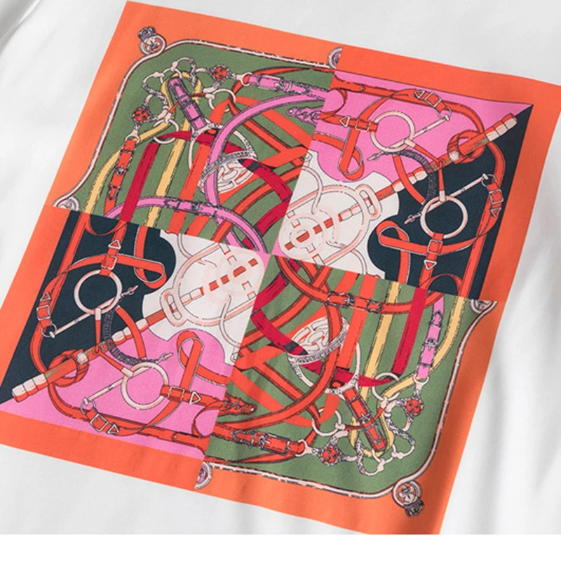 

Printed T-shirt Woman Tops 2021Satin short-sleeved Tshirt Female Comfortable Tee shirt casual Ladies Summer Korean clothes White