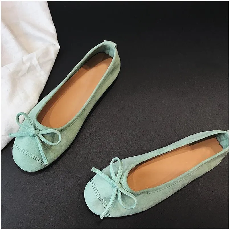 Лоферы SLHJC женские с круглым носком уютные туфли-лодочки без застежки узлом