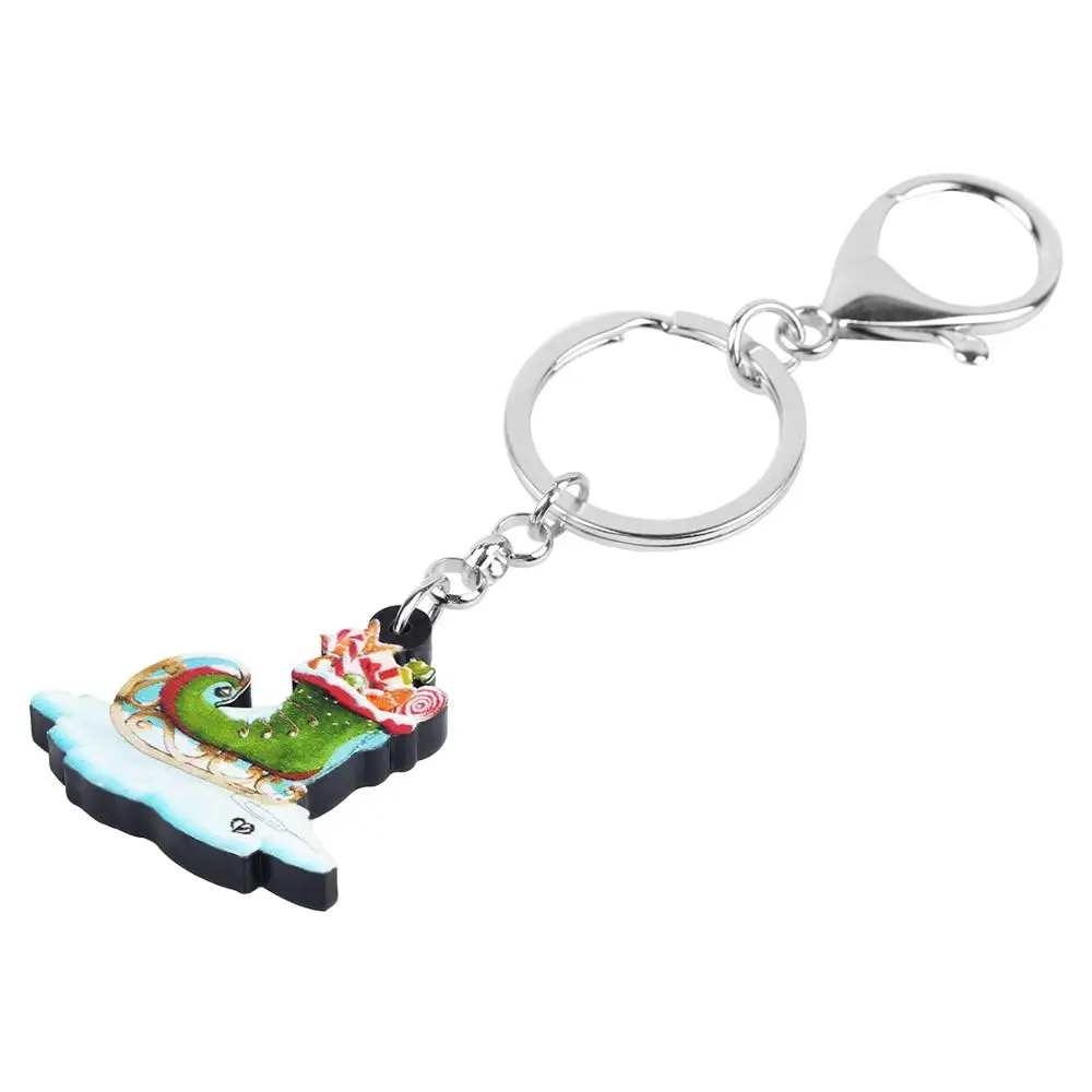 Bonsny акриловые рождественские аниме конфеты лыжный носок обувь брелок для ключей