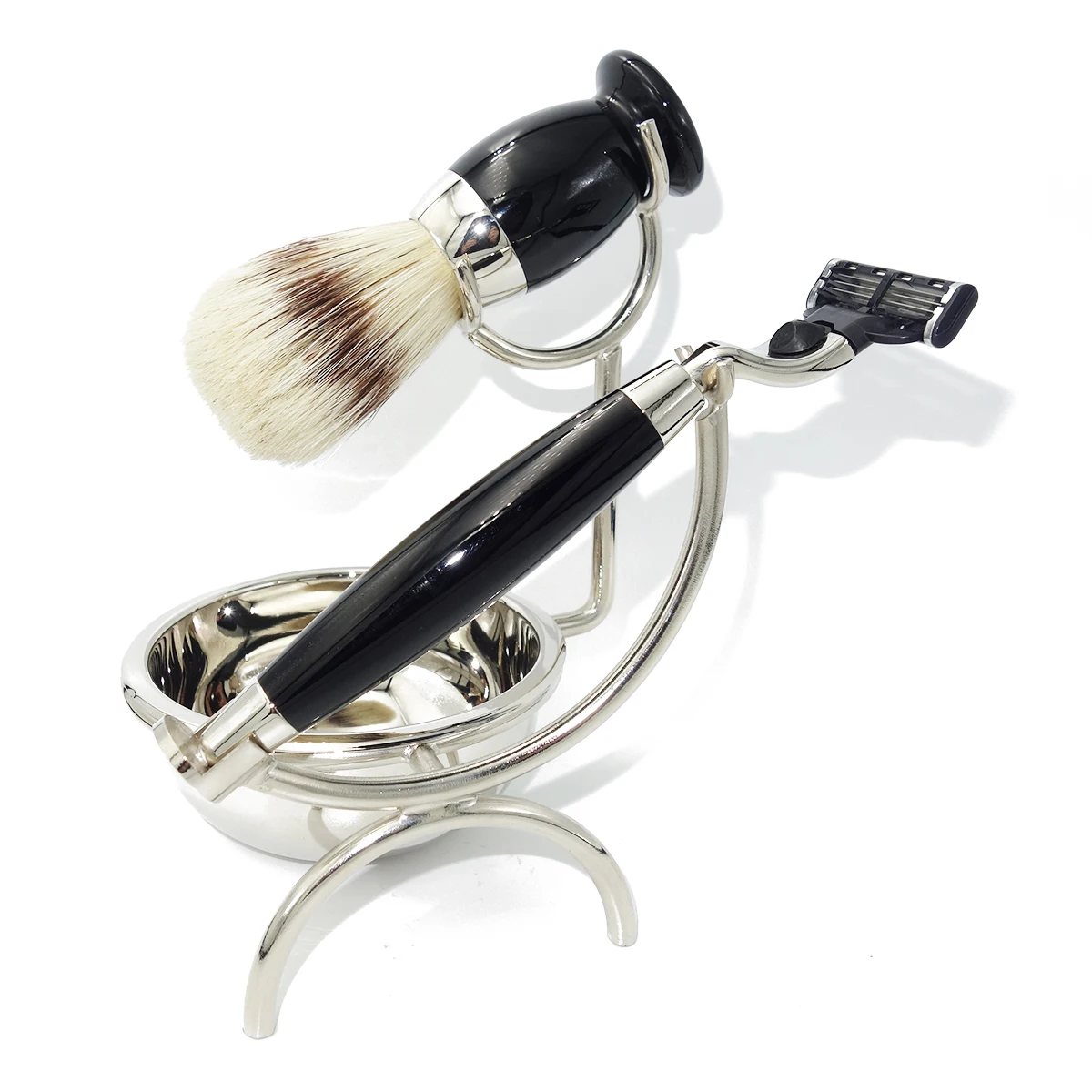 Роскошная черная акриловая Безопасная бритва WLONG 4 в 1 мужской набор для бритья с