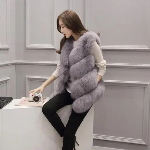 Меховое 2019 зимнее женское пальто из искусственного меха жилет меховые жилетки