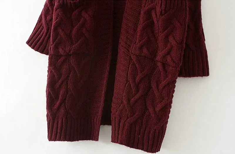 Женский зимний осенний длинный вязаный свитер с v образным вырезом пальто