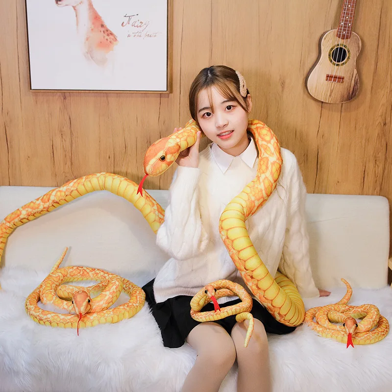 

110-300CM Drop Shipping Simulation Python Snake Reptile Animal Plush Toys Soft Comfortable Birthday Gifts Juguetes Para Niños