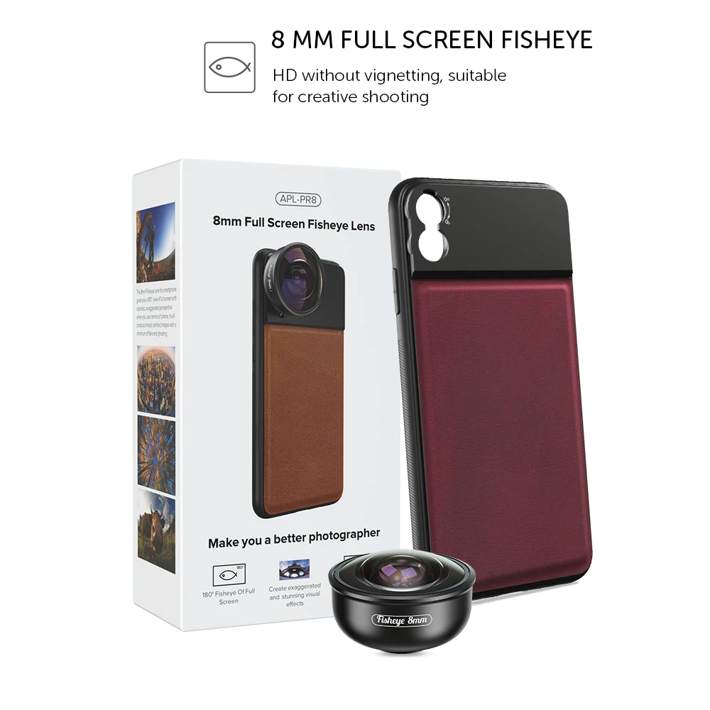 APEXEL HD 8 мм 185 градусов Супер Рыбий глаз объектив 4K профессиональный камеры