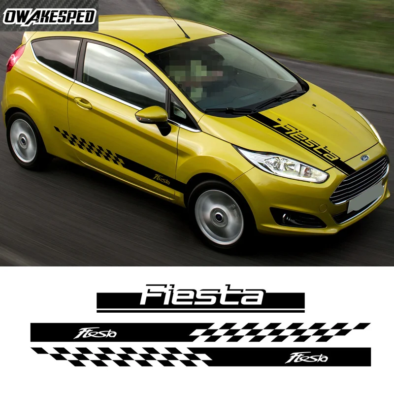 

Racing Sport Styling Sticker For Ford Fiesta Auto Hood Bonnet Stripes Car Products Door Side Skirt Vinyl Decals Car Accessories