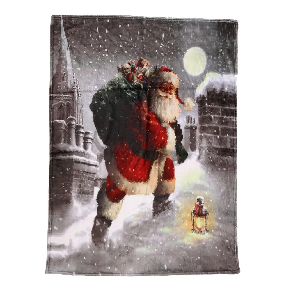 A OUNEED Christmas Blanket Flannel Fabric Sofa Bed Blanket 150x200CM Warm Soft Throw Travel Patchwor Winter Bedspread Blanket#45 - Цвет: A
