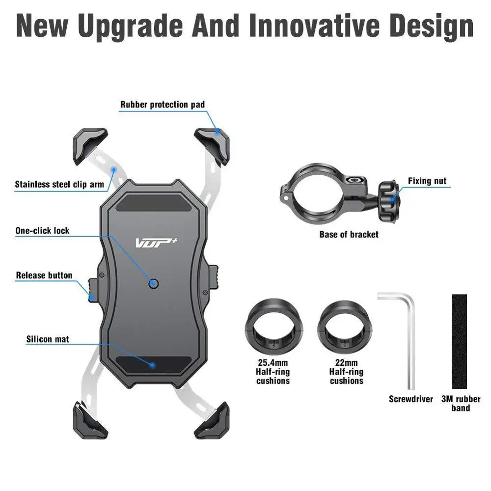 Держатель для телефона VUP велосипеда и мотоцикла поворот на 360 ° противоударный