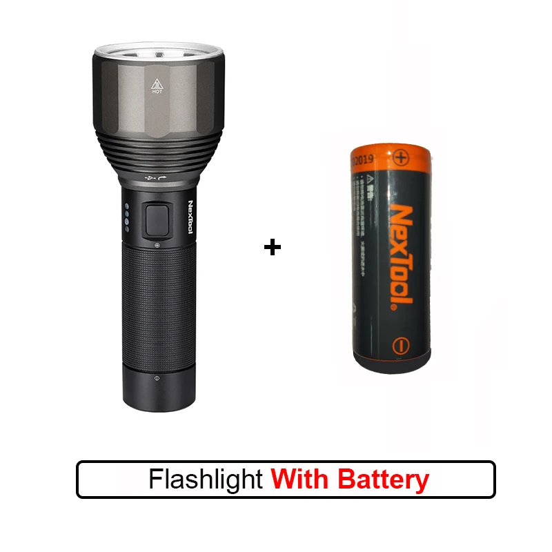 With Battery XIAOMI Youpin NexTool перезаряжаемый светильник-вспышка 2000лм 380 м 5 режимов IPX7 водонепроницаемый светодиодный светильник тип-c фонарь для кемпинга - Цвет: With Battery