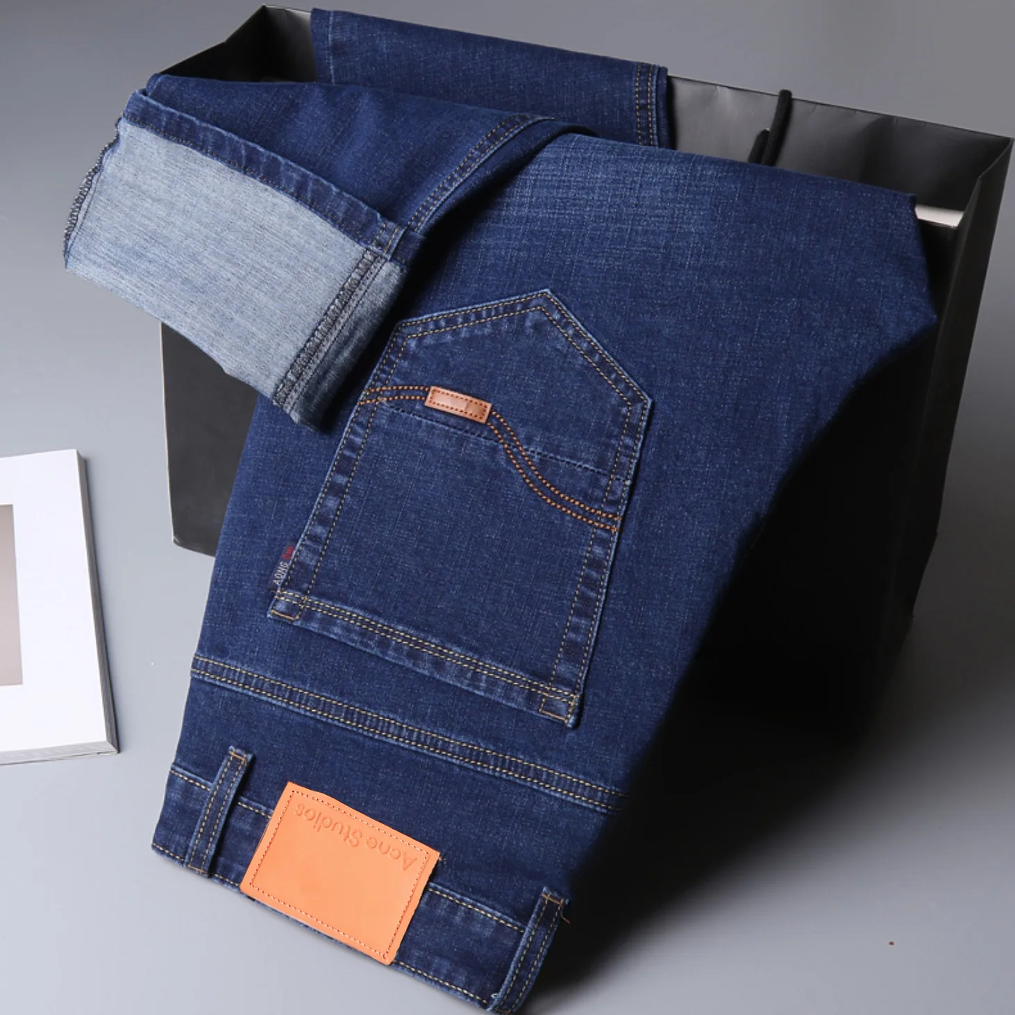 

Mens Jeans AC Studio Street Fashion Classic Vintage Straight Loose Casual Denim Trousers Male Business Comfortable Jeans Pants