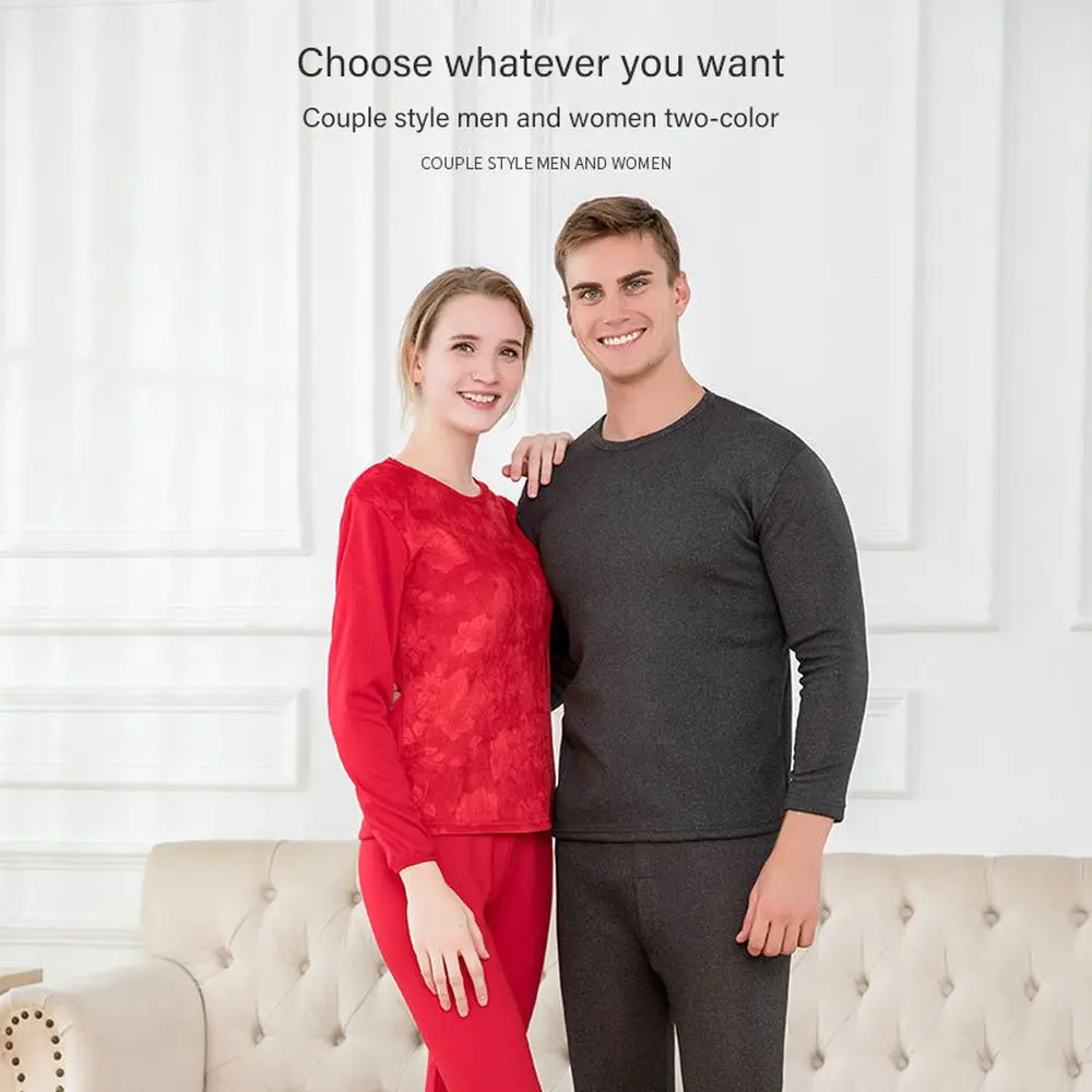 Thermal Underwear Men Autumn Winter Shirt+Pants Long Johns Winter Women Thermal Underwear Shirt Sets Velvet Men Tops Size L-4XL
