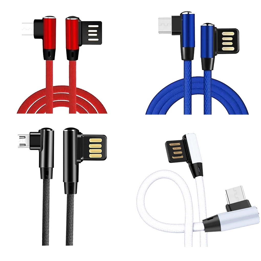 1 м двойной плетеный кабель для передачи данных Android 90 градусов телефонный