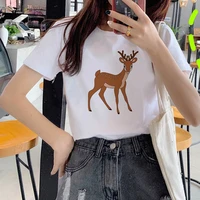 cute sika deer t shirt women personality fashion tshirt white tops female t shirt tumblr tshirts t clothes shirt womens ladies