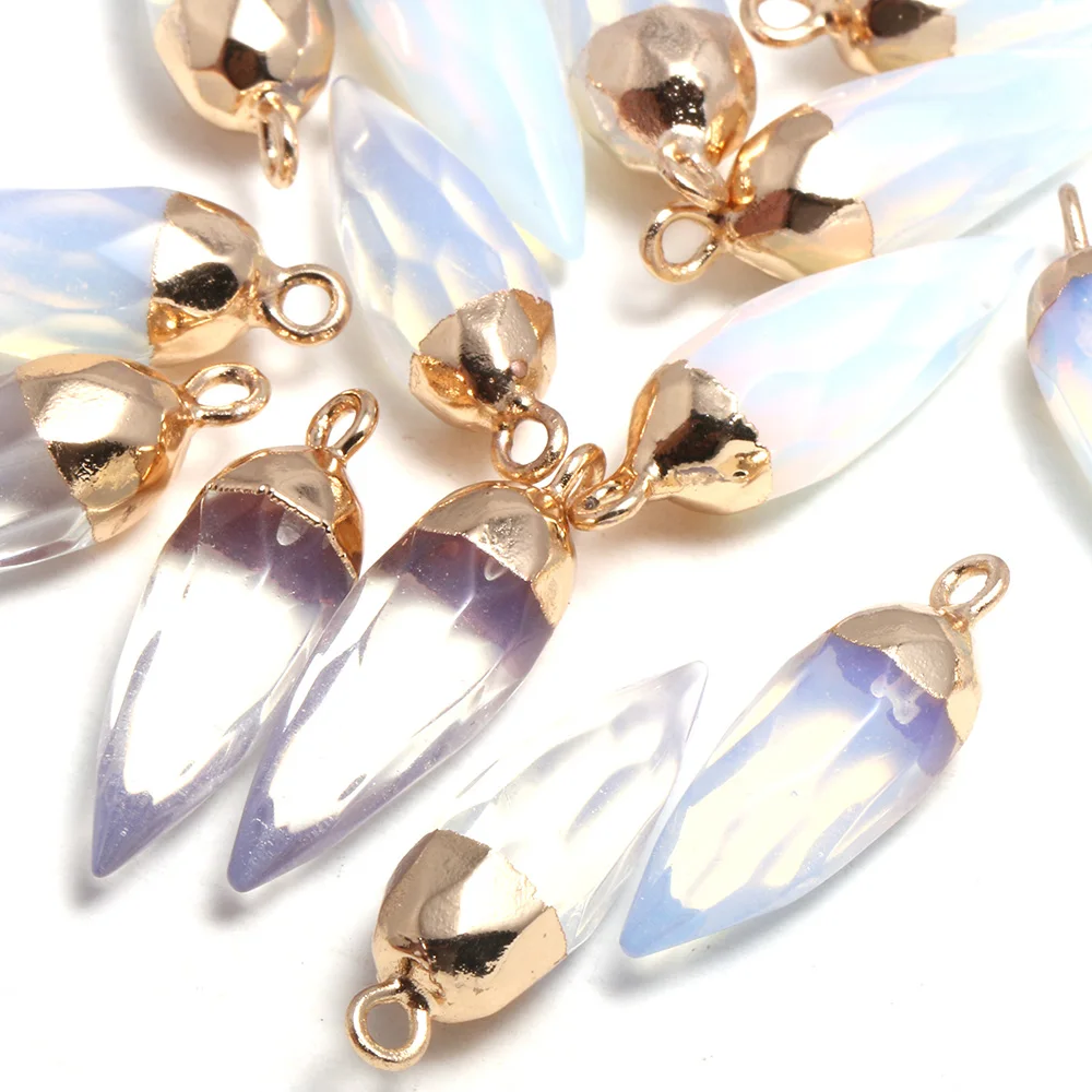 

2pcs Natural Stone Charms Pendants Pointed Faceted Opal Jewelry Making DIY Accessories Bracelet Nacklace Earring