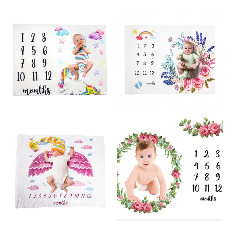 Новорожденный ребенок ежемесячный рост веха фоновое одеяло реквизит для фото