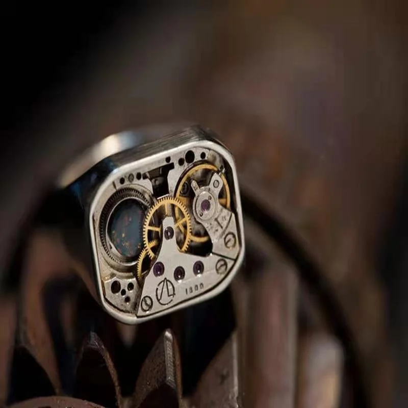 

MFY Retro Mechanical Wheel Axle Men's Ring Precision Design Sense Party Bands Male Rings Jewelry Hand Accessories Size 6-13