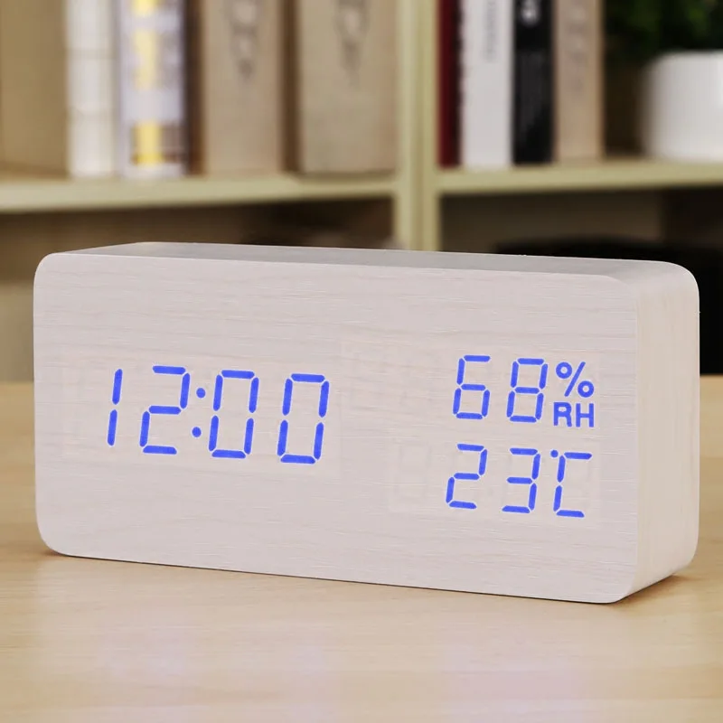 Humidity white B Деревянные часы современный Цифровой дный светодиодный стол часы будильники детский электронный таймер календари электронные часы настольные электронные часы электронные настольные часы будильник детский - Цвет: Humidity white B