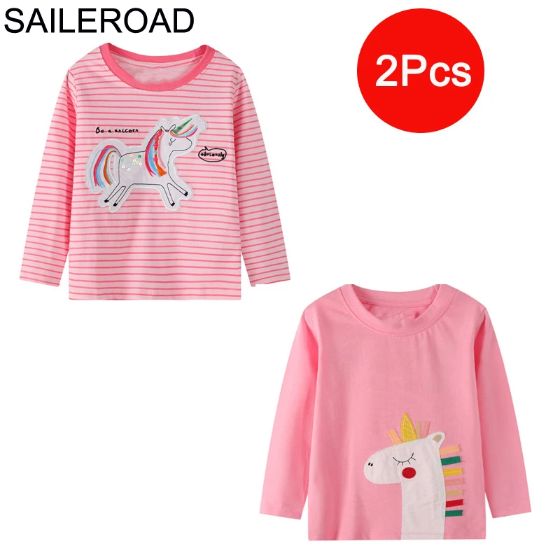 SAILEROAD 2 Шт. Мальчики Рубашки С Длинным Рукавом Хлопок Животных Печати Девушки для