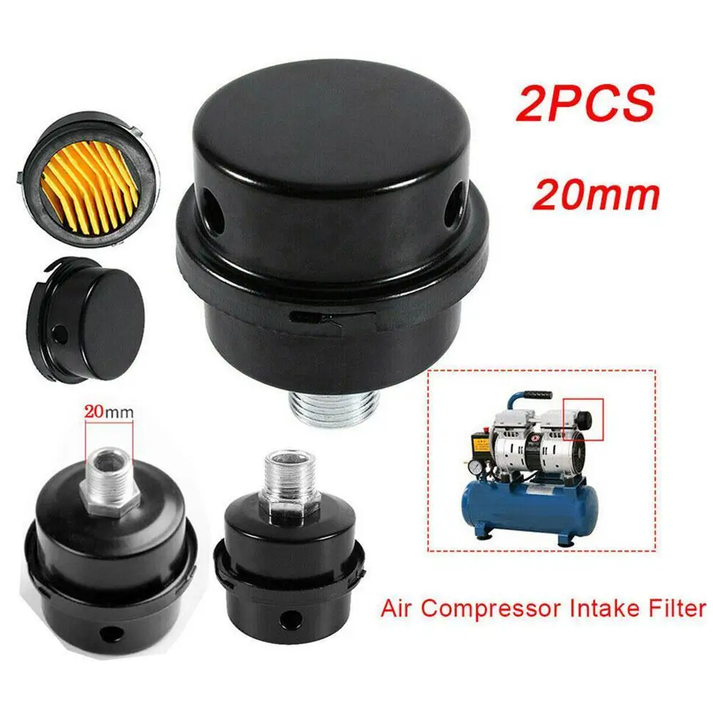 

12.5mm 16mm 20mm Air Compressor Parts Metal Air Compressor Filter Muffler Thread Intake Noise 5/8" 1/2'' Sale 3/4'' On Sile N7D5