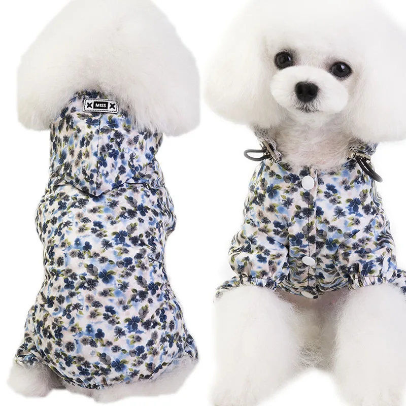 Дождевик для домашних питомцев с принтом комбинезон маленьких и средних собак 4