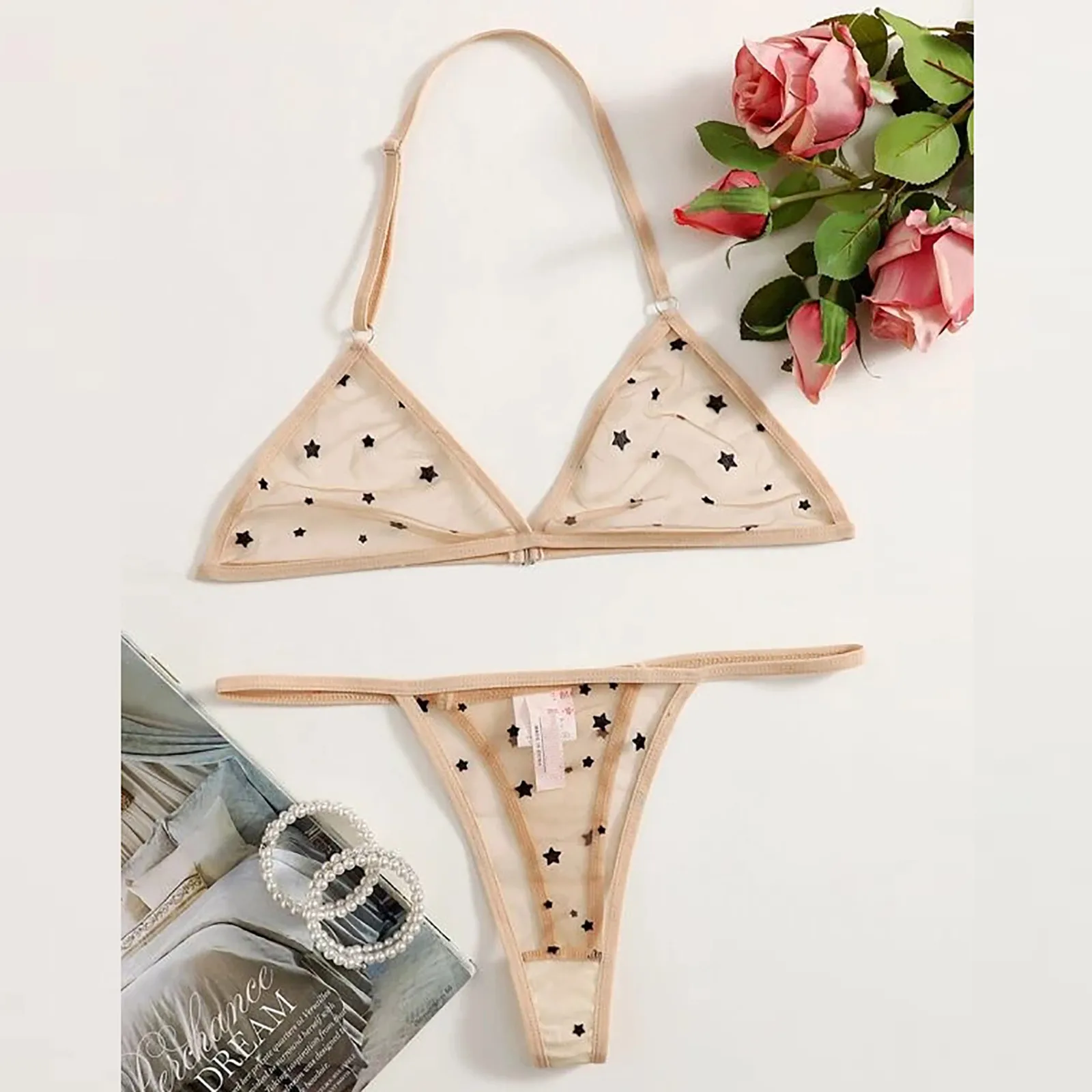 

2PCs Women Lingerie Corset Lace Free Wire Racy Muslin Sleepwear Underwear Lace Front Deduction Sexy Lingerie Underwear Set