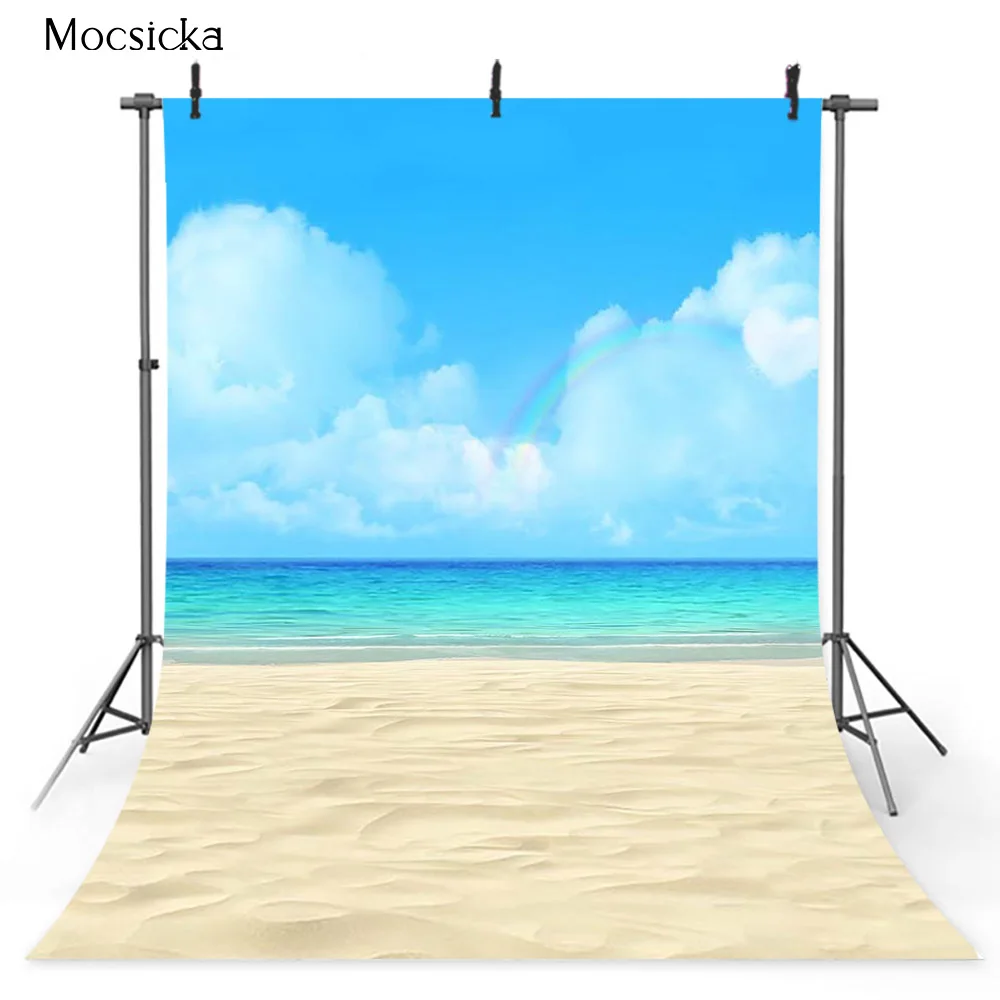 Летние пляжные голубое небо и море загородный стиль для фотостудии пальмовое