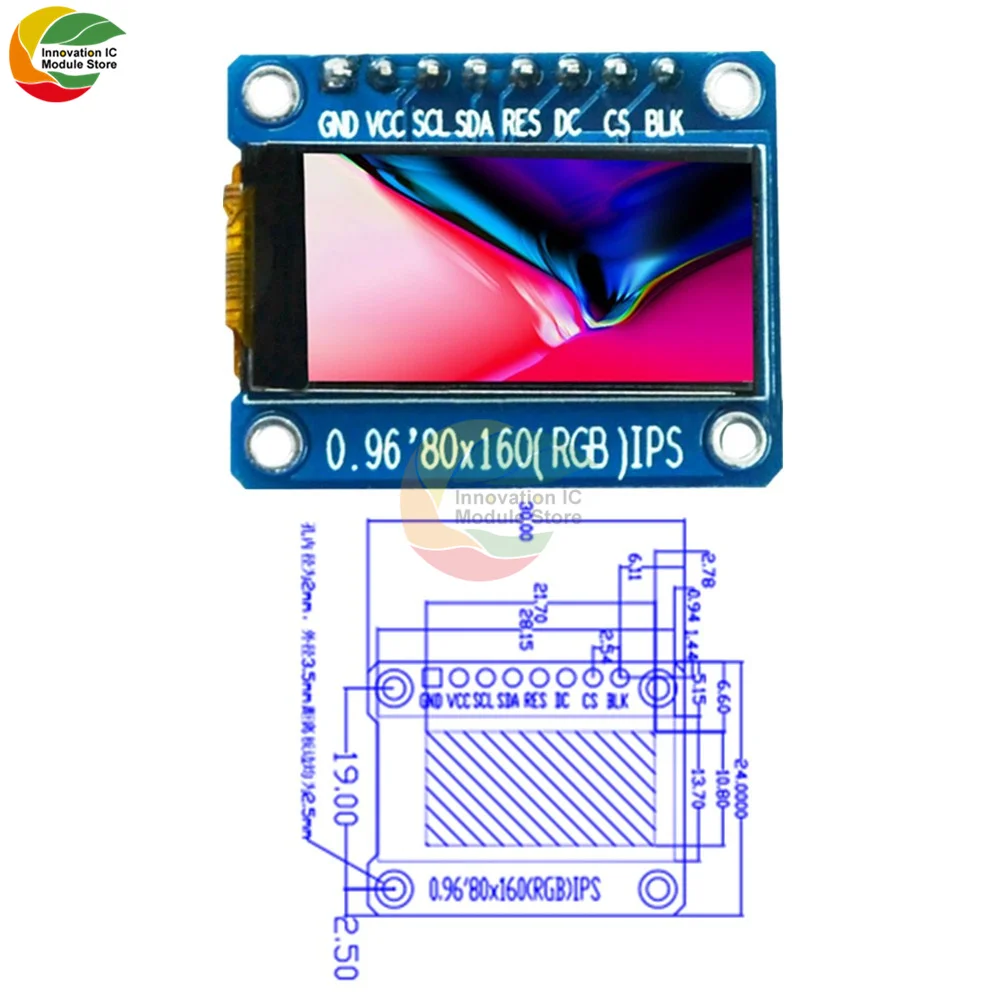 Полноцветный модуль ЖК-дисплея 80X16 0 IPS 96 дюйма HD 65K ЖК-дисплей драйвер ST7735 80*160 3 В
