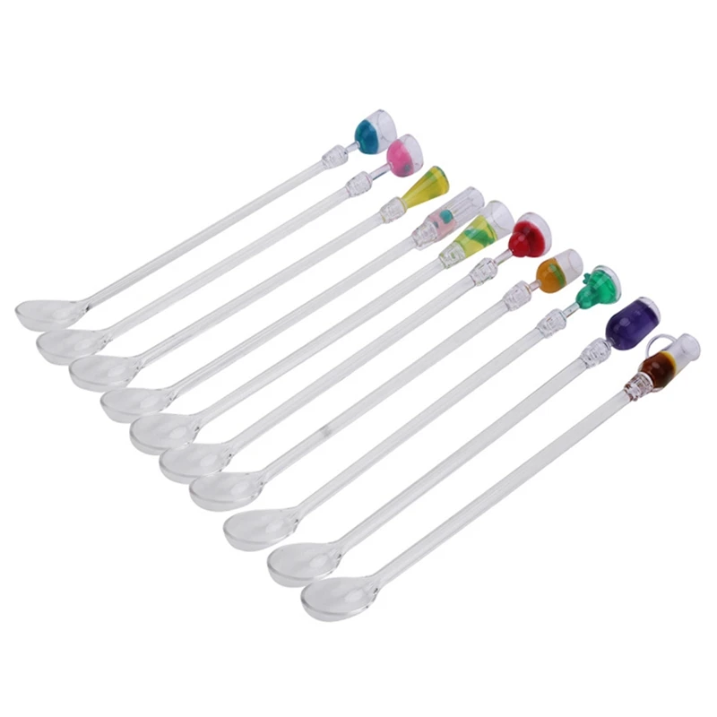 

10 шт., ложка для смешивания коктейлей, с длинной ручкой