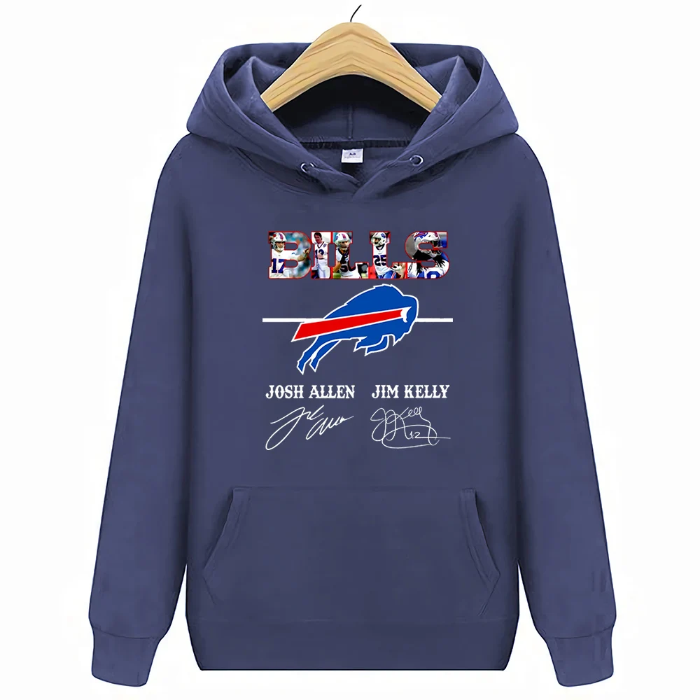 Тёмно-синий Толстовки с круглым вырезом и принтом Buffalo Bills Josh Allen Jim - Цвет: Тёмно-синий