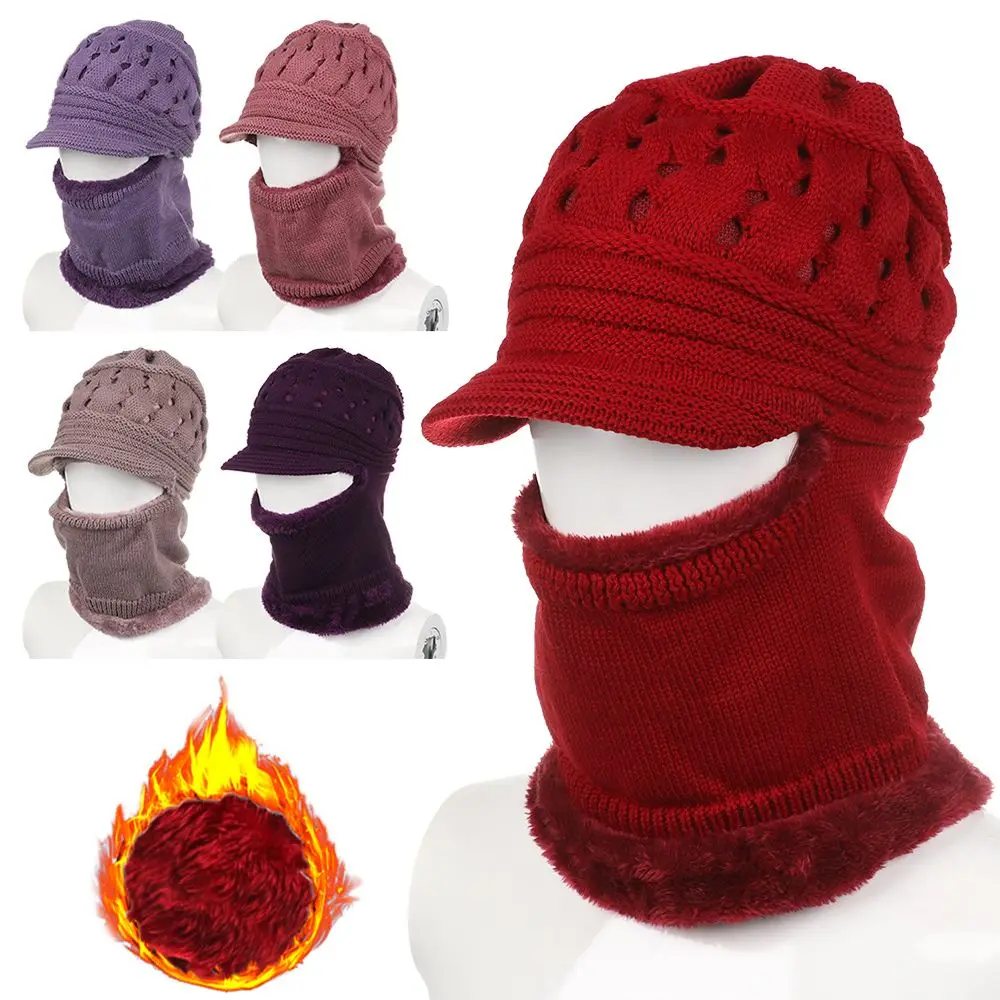 Зимняя женская шерстяная шапка с бархатным утеплителем теплая ветрозащитная