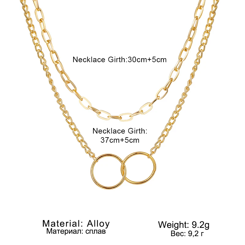 

VKME Punk Multi-layer Chain Pendant Necklace For Women Simple Double Round Chain Statement Choker Necklaces Fashion 2021 Jewelry