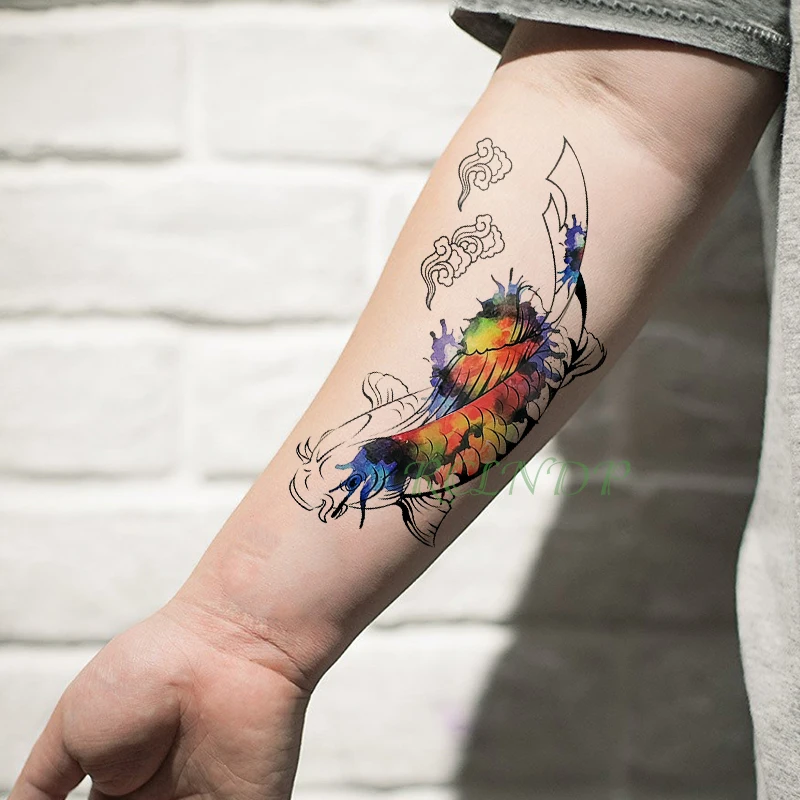 Водонепроницаемая Временная тату наклейка с рыбками поддельные флэш на руку