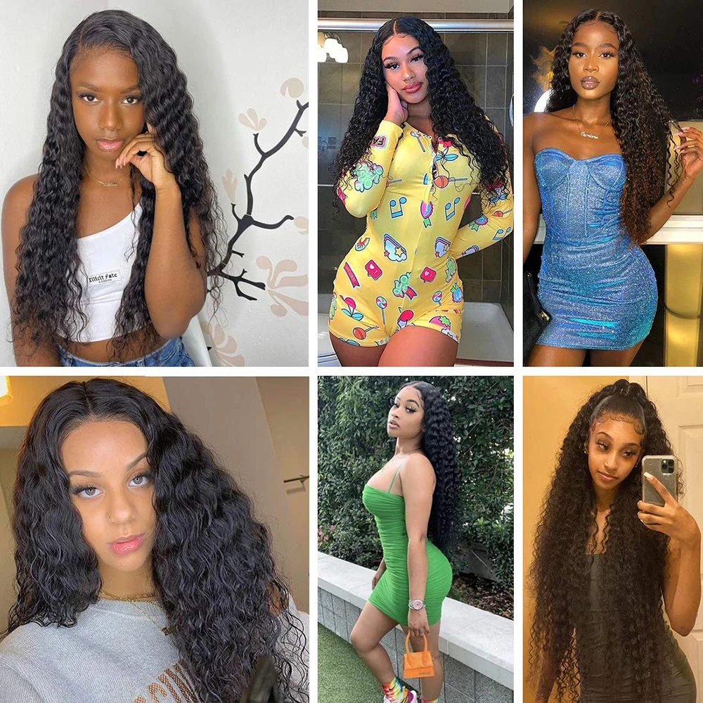 

13x4 Deep Wave Frontal Wig 180 Density Deep Wave Lace Front Wig Human Hair PrePlucked With Baby Hair Rmey Lace Wigs