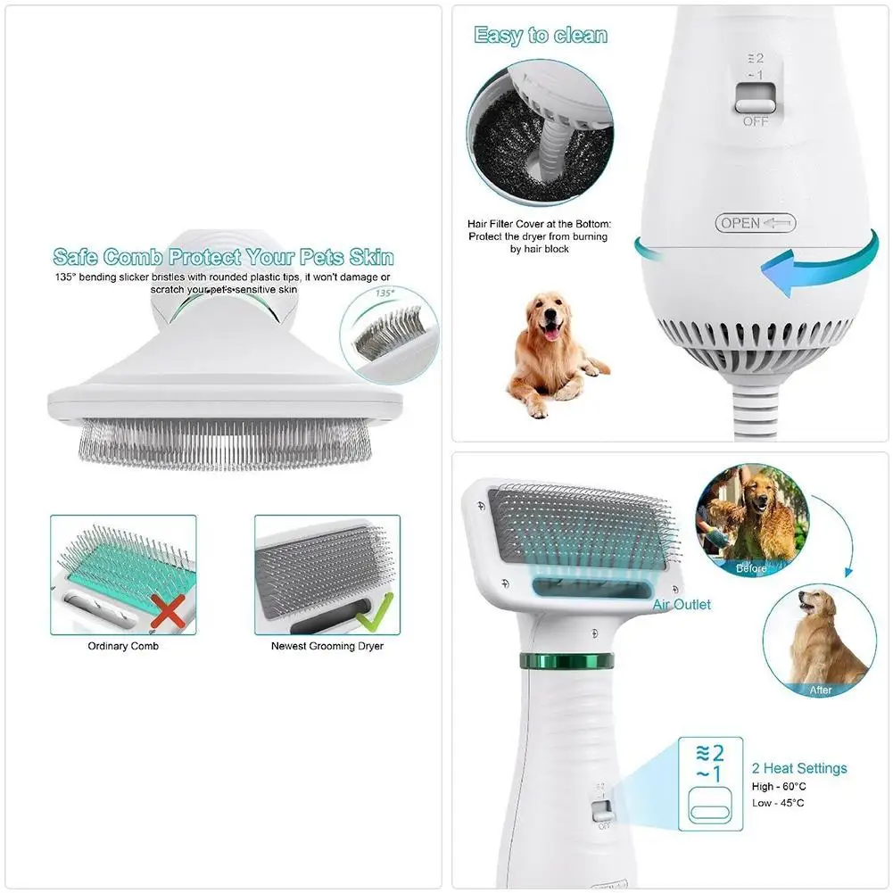 

Low Temprature & Noise Pet dryer Dog Grooming Comb Pet Cat Hair Dryer Gooming Comb animal grooming dryer Cat Hair Dryer And Comb