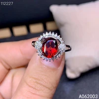 kjjeaxcmy fine jewelry 925 sterling silver inlaid natural red garnet new female lady crystal ring lovely support detection