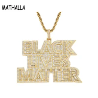 mathalla luxury 14k real gold letter pendant necklace ice cubic zircon gold silver hiphop cz letter necklace body jewelry
